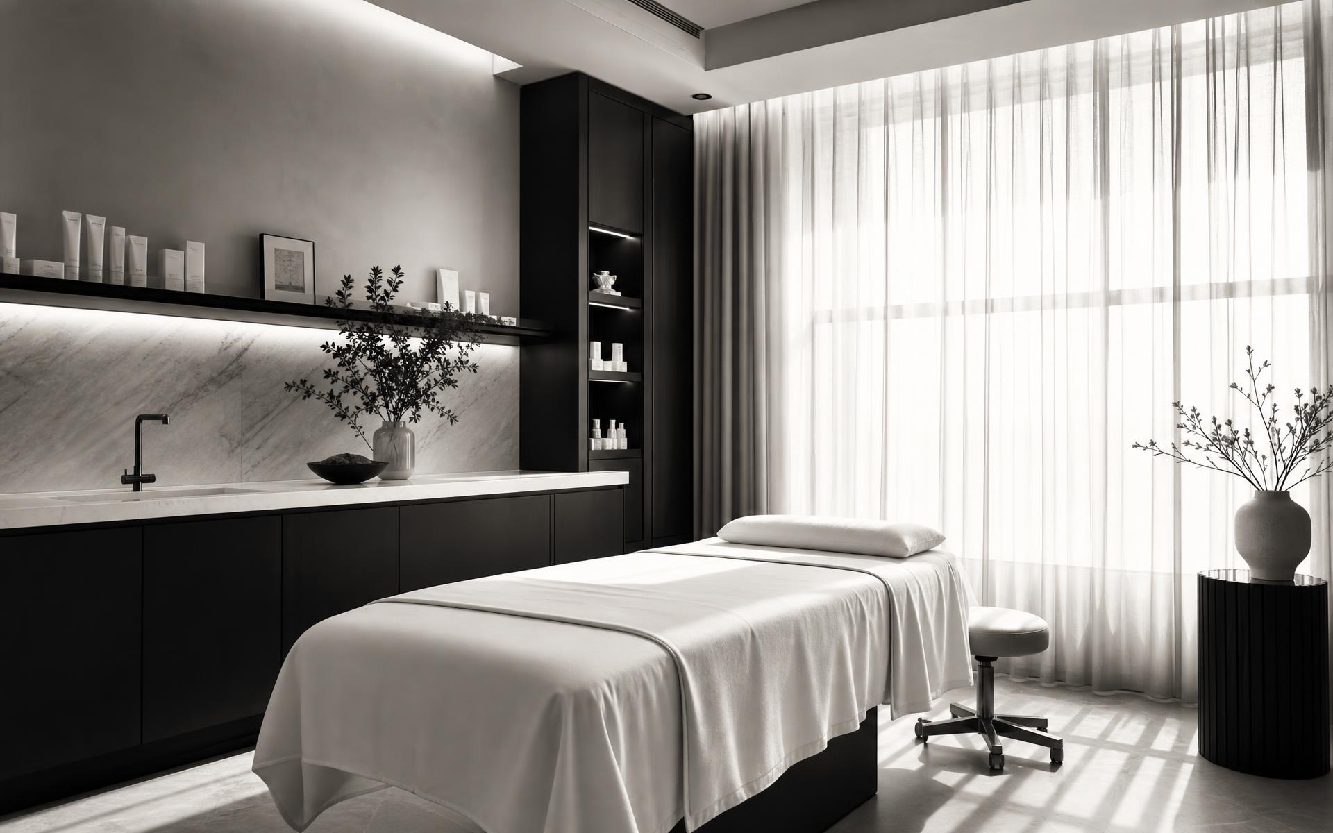 A quiet skincare treatment in warm natural light